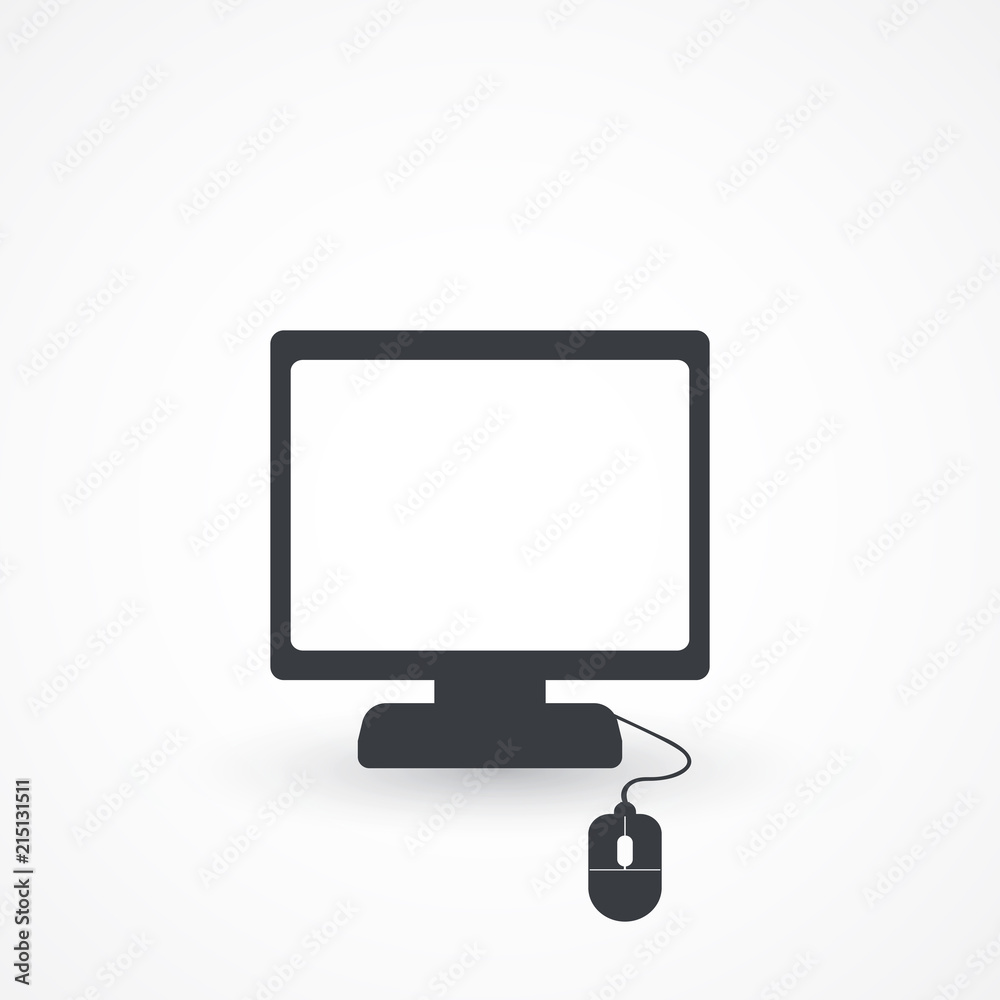 Monitor and computer mouse icon. illustration flat design Monitor and computer mouse icon. illustration flat design