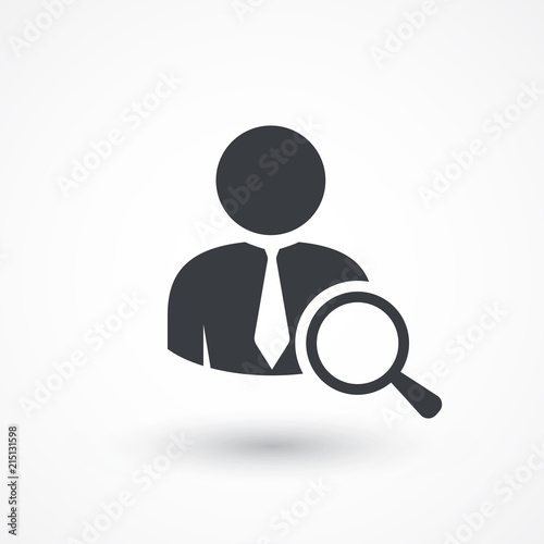 Search for job symbol with magnifying glass in modern flat design