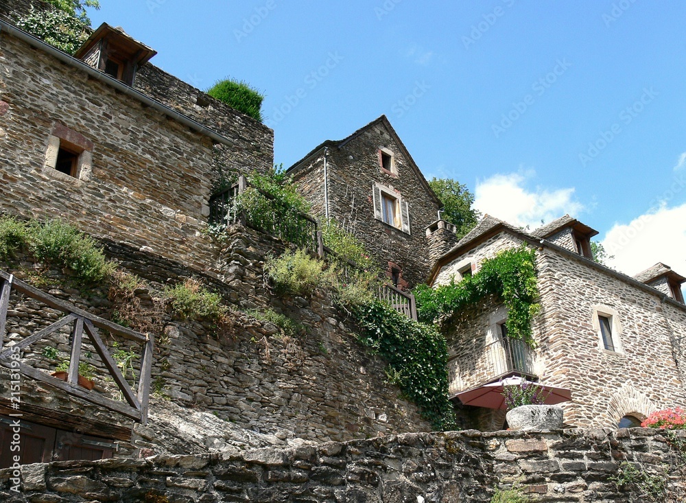 Old stone houses of the medieval village Belcastel, Aveyron, France 