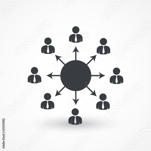 Viral marketing icon. Viral information spreading chain concept. Flat icon