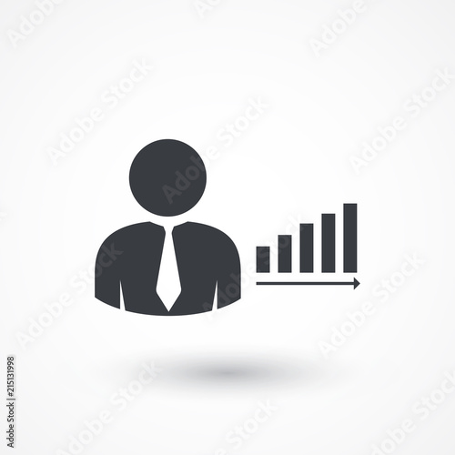 Businessman with rising chart bar icon