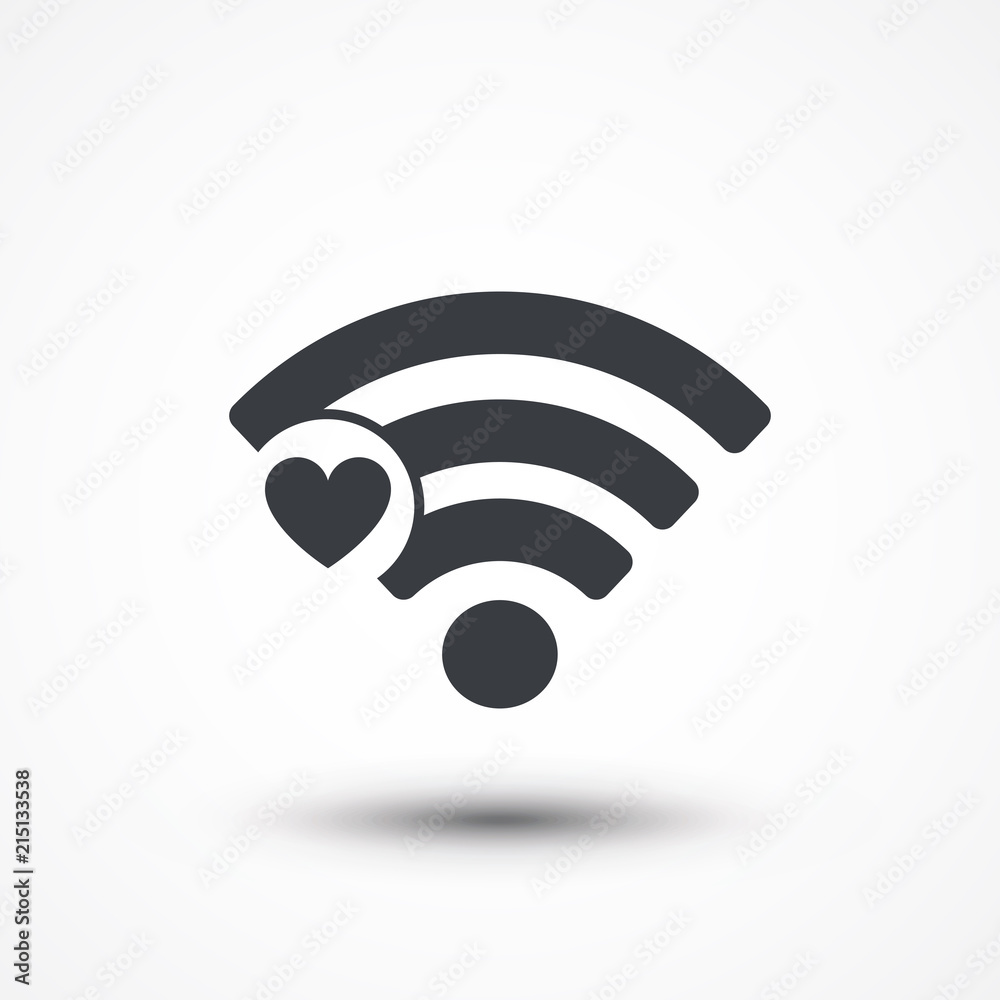 Heart shape and wifi sign. Wifi Favorite Heart shape and wifi sign. Wifi Favorite