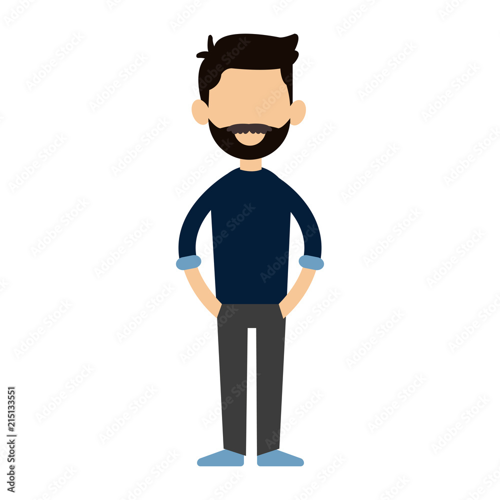 Young man avatar with beard and casual clothes vector illustration graphic design