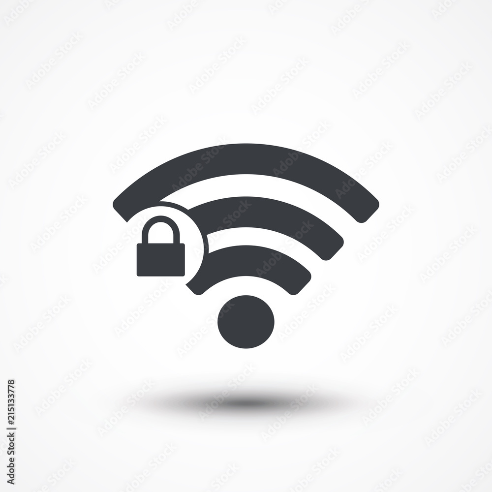Wifi locked sign. Password Wi-fi symbol. Wireless Network icon. Wifi zone. Flat design style icon Wifi locked sign. Password Wi-fi symbol. Wireless Network icon. Wifi zone. Flat design style icon