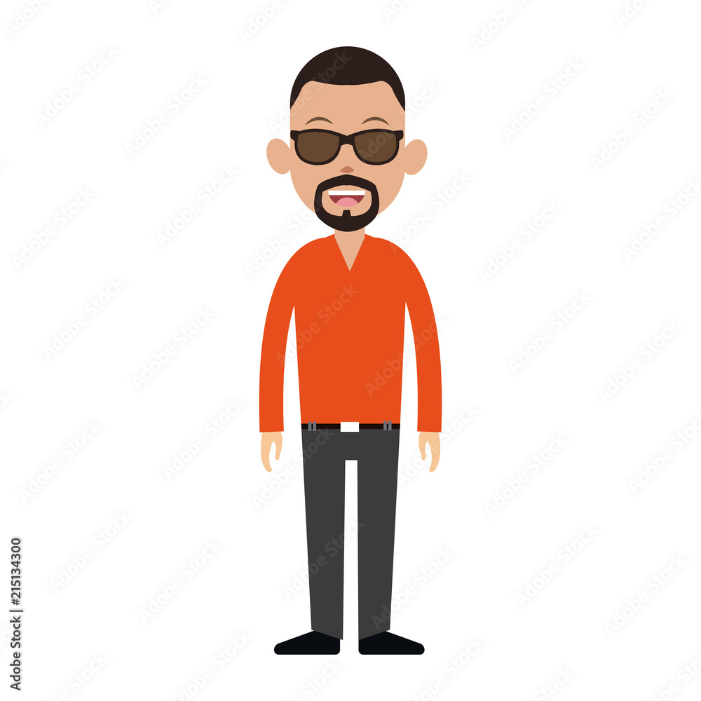 Young man avatar with beard and sunglasses vector illustration graphic design