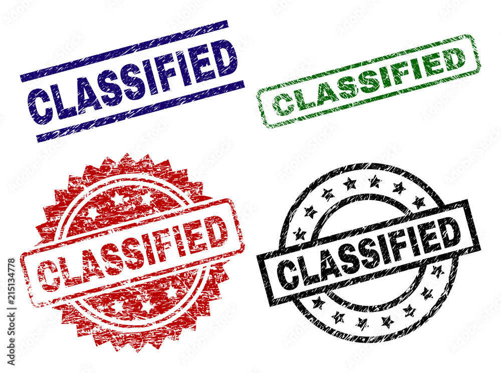 CLASSIFIED seal stamps with corroded texture. Black, green,red,blue vector rubber prints of CLASSIFIED label with corroded texture. Rubber seals with round, rectangle, rosette shapes. CLASSIFIED seal stamps with corroded texture. Black, green,red,blue vector rubber prints of CLASSIFIED label with corroded texture. Rubber seals with round, rectangle, rosette shapes.