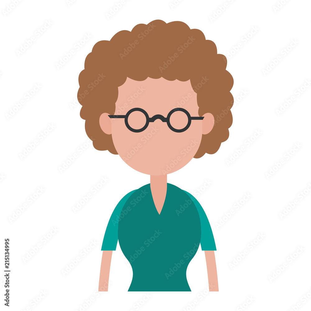 Old woman with glasses avatar cartoon vector illustration graphic design