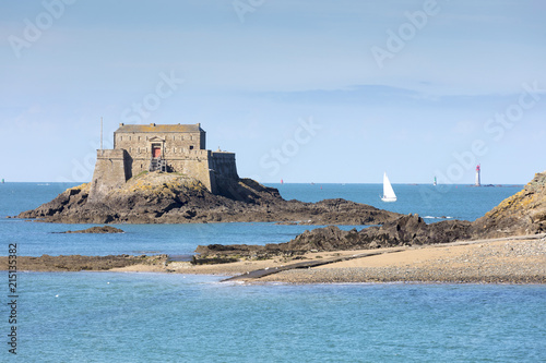 The fort du petit be and sailing boat, St. Malo, Ille et Vilaine, Brittany, France photo
