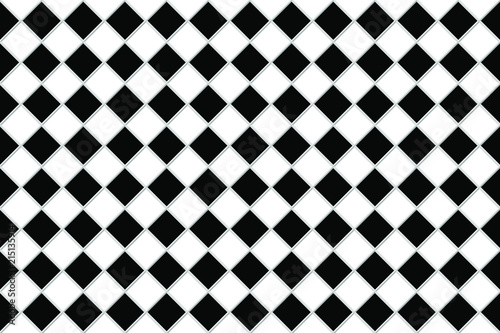 Abstract Black and White Geometric Pattern with Squares and Stripes. Wicker Structural Texture Checkered. Diagonal Tile Wall.