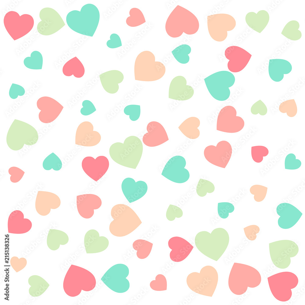 pattern background of pastel colored hearts