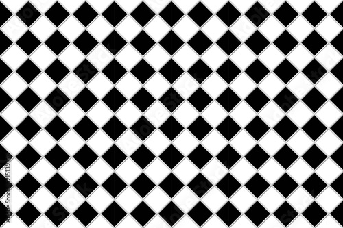 Abstract Black and White Geometric Pattern with Squares and Stripes. Wicker Structural Texture Checkered. Diagonal Tile Wall. Raster Illustration