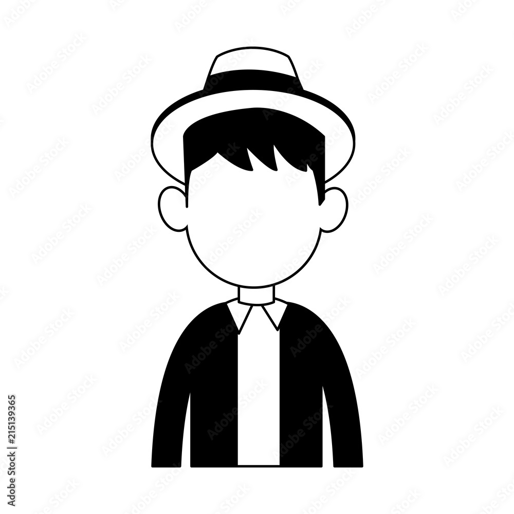 Young man avatar with hat vector illustration graphic design