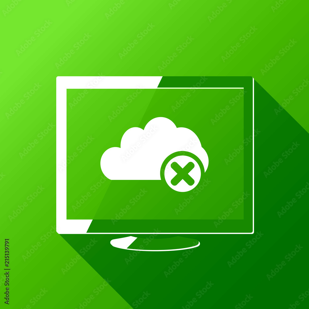 Cloud delete icon. Desktop. Flat style design with long shadow Cloud delete icon. Desktop. Flat style design with long shadow