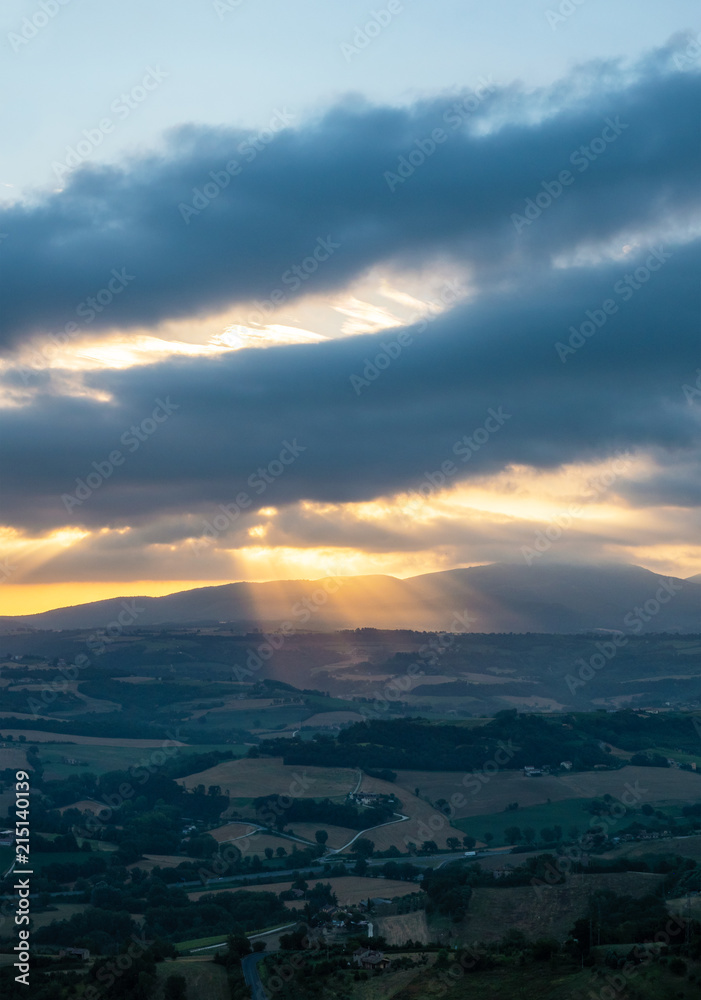 Fototapeta premium Todi (Umbria, Italy) - The suggestive medieval town of Umbria region, in a summer sunday morning.