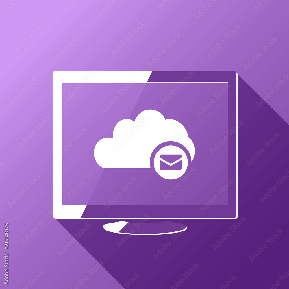 Cloud Mail Icon. Desktop. Flat style design with long shadow Cloud Mail Icon. Desktop. Flat style design with long shadow