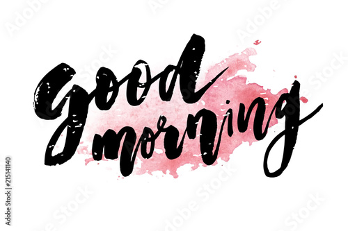 Good Morning Lettering Calligraphy Vector Text Phrase typography watercolor