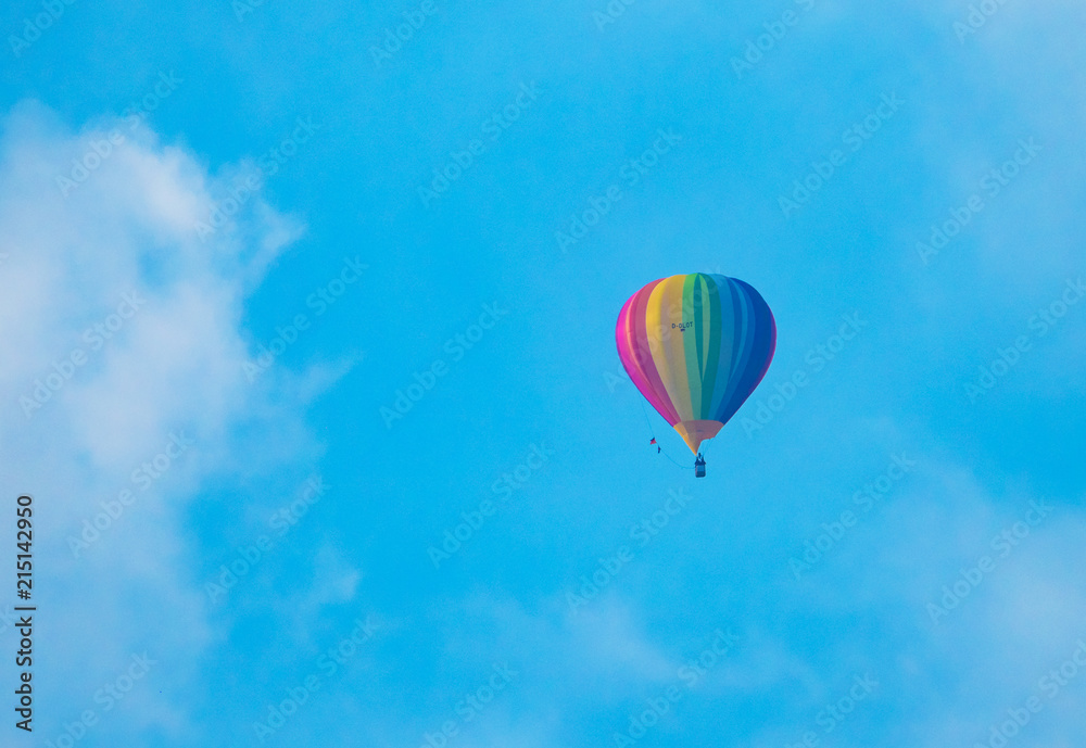 Todi (Umbria, Italy) - The suggestive medieval town of Umbria region, in a summer sunday morning, during the hot air balloons contest 