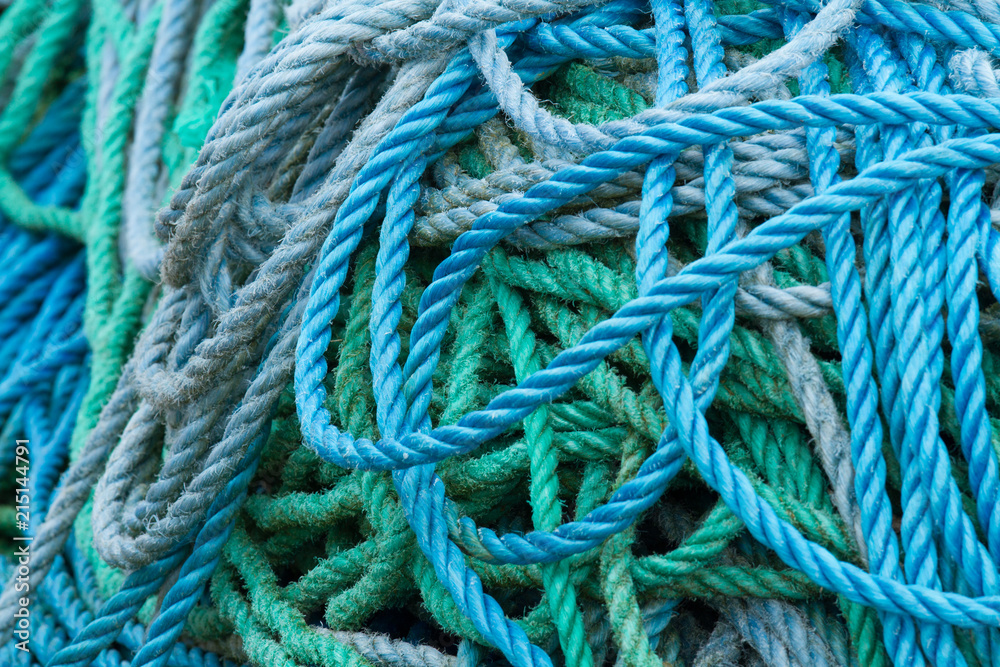 Blue and green fishing rope