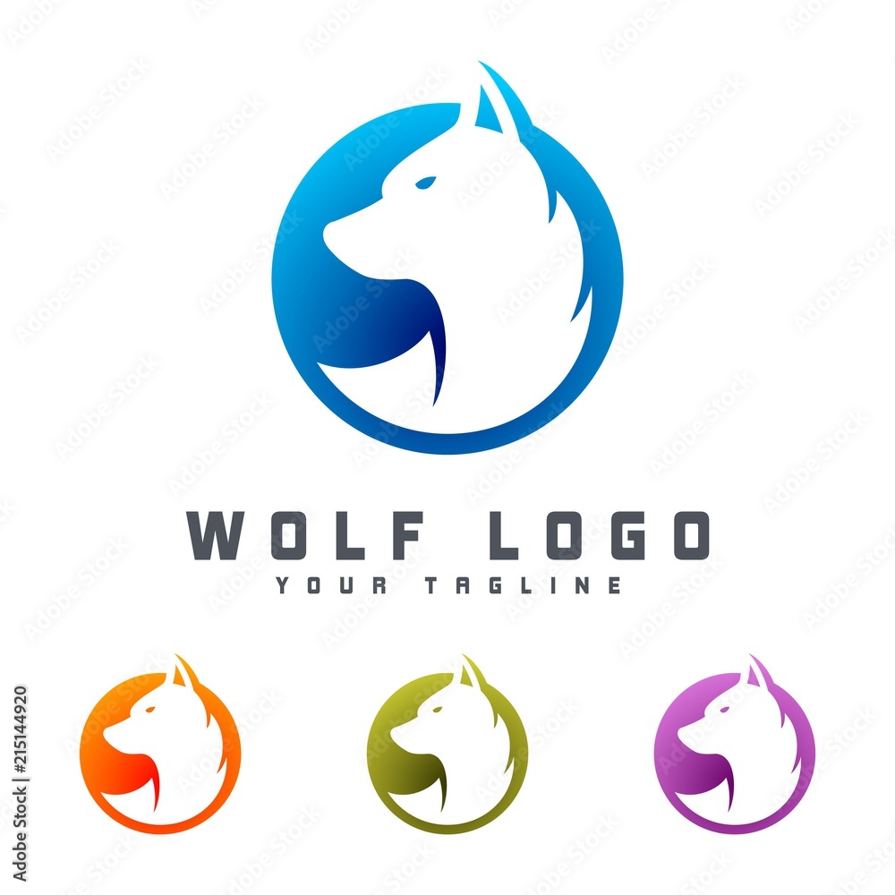 Naklejka premium Wolf Logo Design Template , Design Vector illustration
