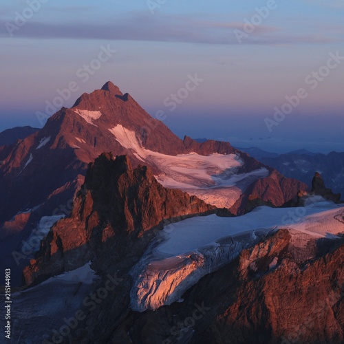Fleckistock and Stucklistock just before sunset. View from mount Titlis. © u.perreten
