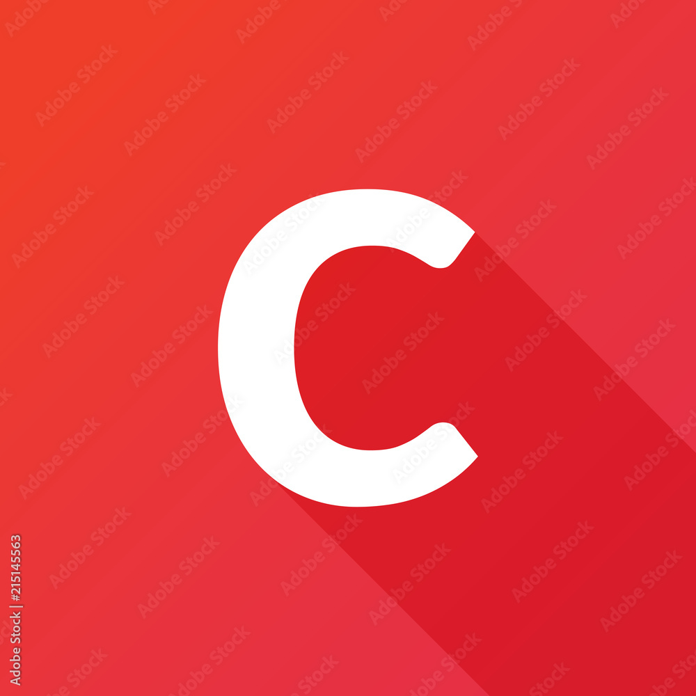 Illustration of a Letter with a Long Shadow - Letter c Illustration of a Letter with a Long Shadow - Letter c