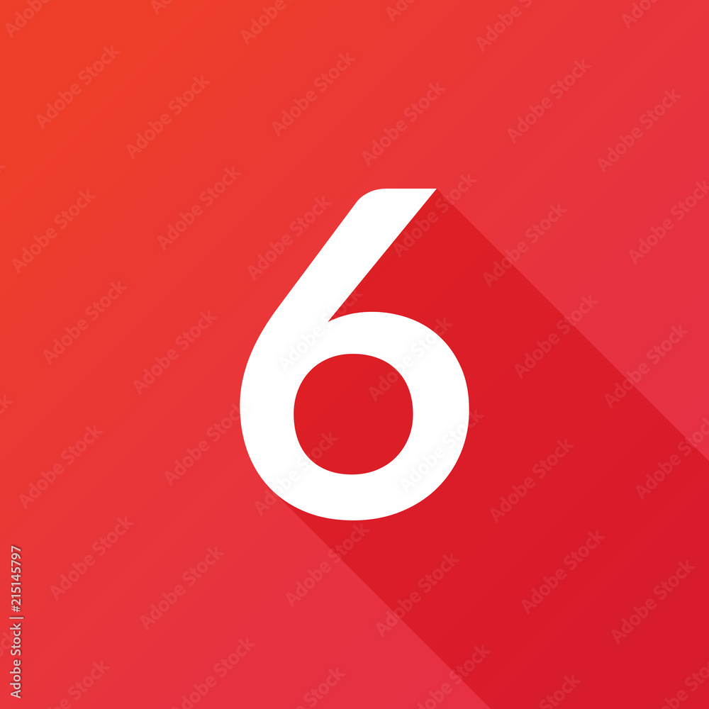 Illustration of a Letter with a Long Shadow - Letter 6 Illustration of a Letter with a Long Shadow - Letter 6