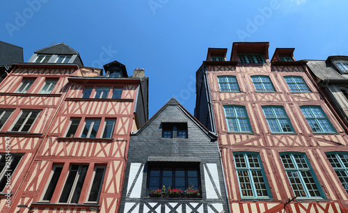 The traditional half timbered Normand houses, Normandy. photo
