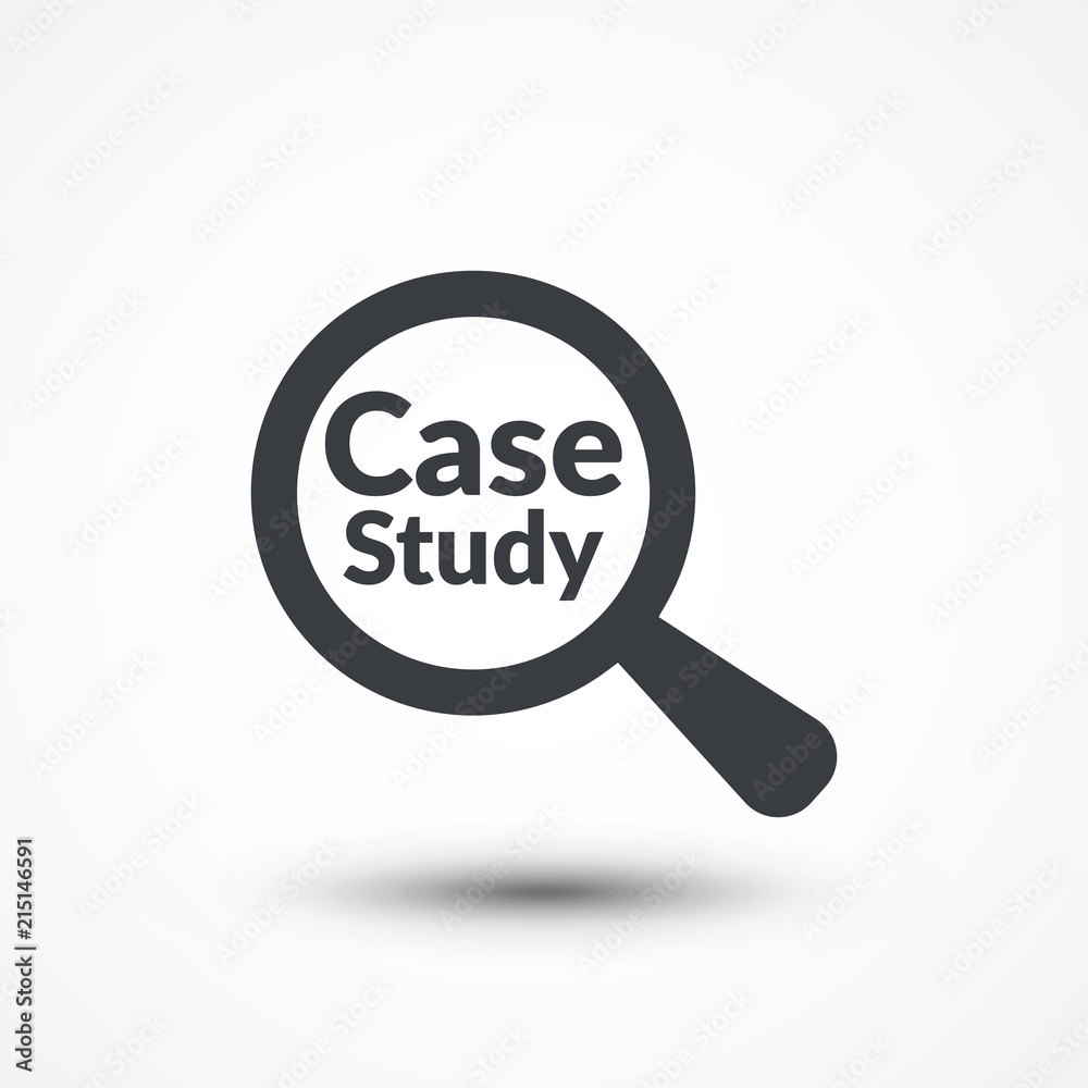 Magnifying glass with words case study on white background Magnifying glass with words case study on white background