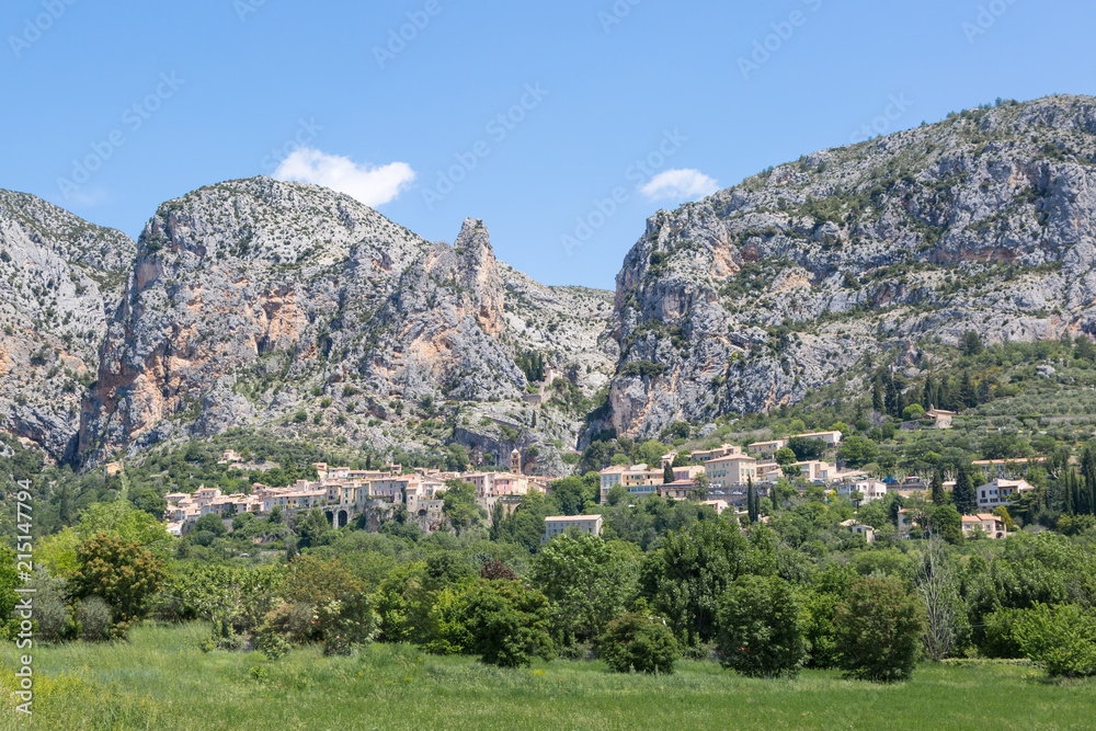 Panorama of Moustiers-Sainte-Marie in the Provence, France