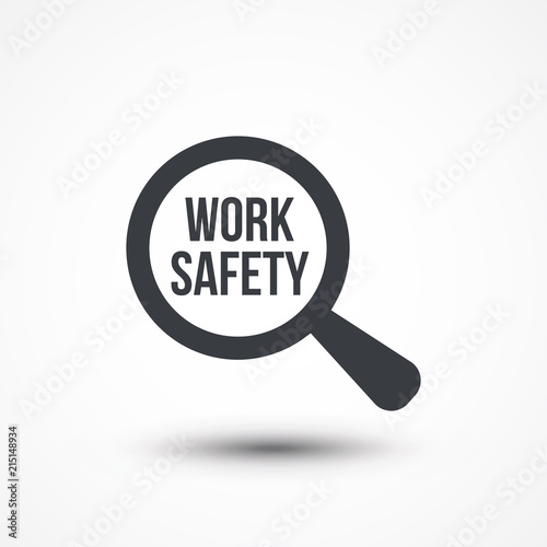 Work Safety magnify glass icon illustration design over white