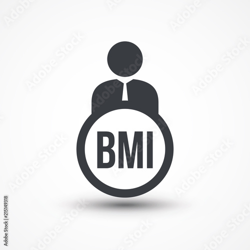 Human flat icon with word BMI Body Mass Index