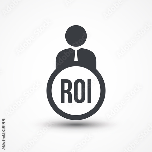 Human flat icon with word ROI return on investment