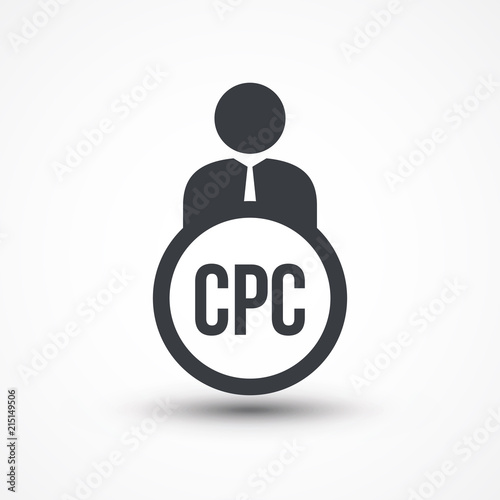 Human flat icon with word CPC cost per click