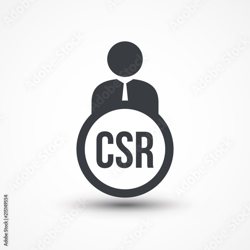 Human flat icon with word CSR corporate social responsibility