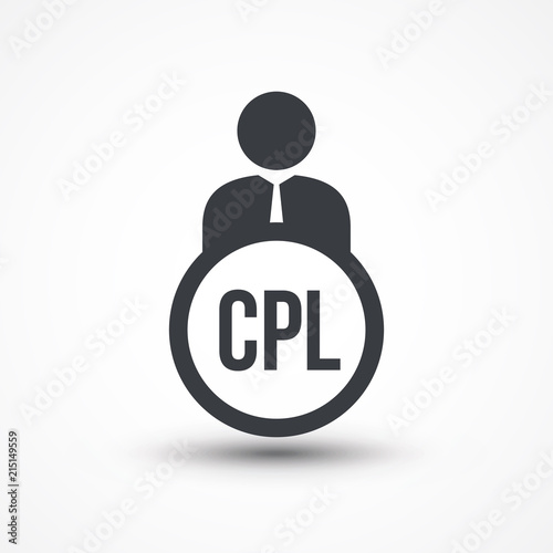 Human flat icon with word CPL cost per lead