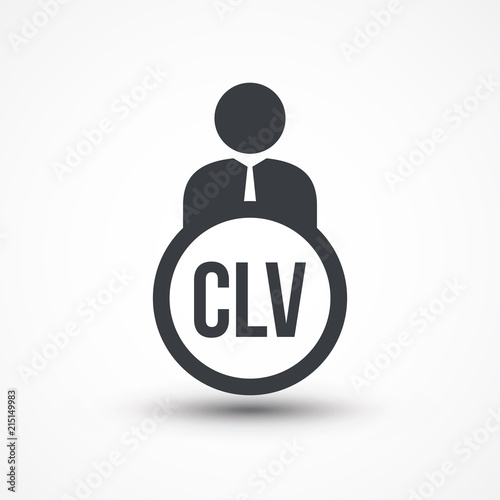 Person flat icon with word CLV customer lifetime value