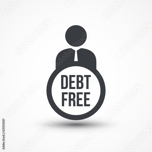 Business man presenting debt free concept flat icon