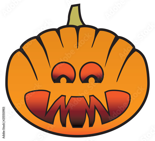A sinister Halloween pumpkin with glowing eyes and scary teeth