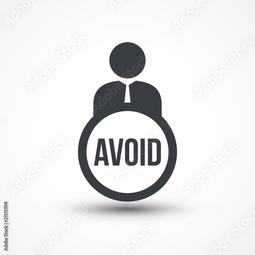 Business person with text AVOID flat icon