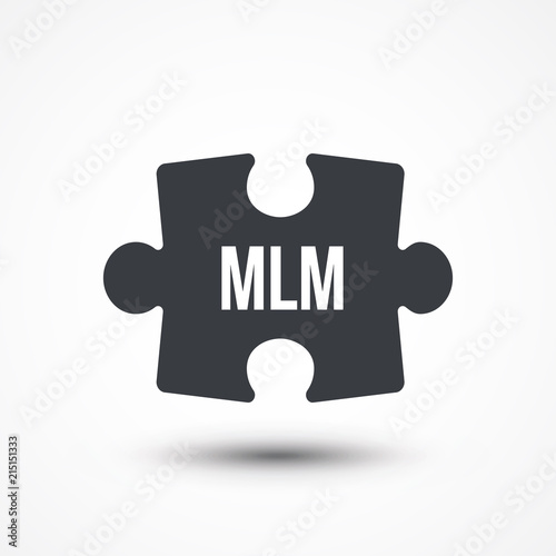 Puzzle piece. Concept image of acronym MLM as Multi Level Marketing. Flat icon