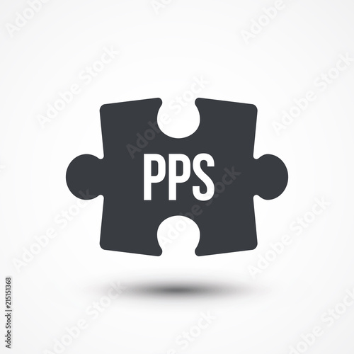 Puzzle piece. Concept image of acronym PPS as Pay Per Sale. Flat icon