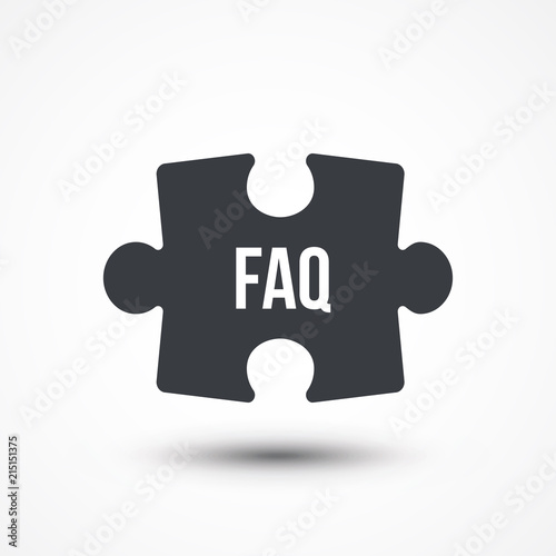 Puzzle piece. Concept image of acronym FAQ as Frequently Asked Questions. Flat icon