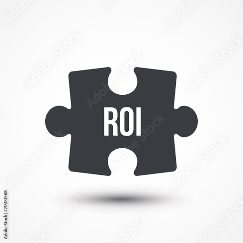 Puzzle piece. Concept image of acronym ROI as Return Of Investment. Flat icon