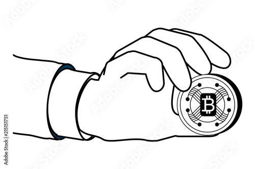 hand with bitcoin design