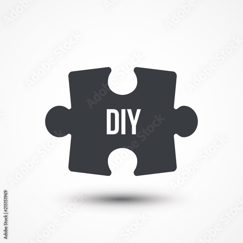 Puzzle piece. Concept image of acronym DIY as Do It Yourself. Flat icon