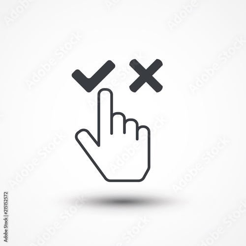 Choose concept. Business disagree. Cursor choose icon hand, yes and no, agree or disagree. No touch., JPEG, Picture, Image, Logo, Sign, Design, Flat, App, UI, Web, Art,, Outlined