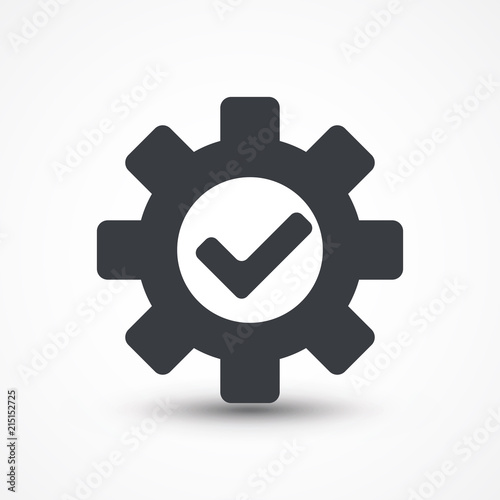 Cog check icon. Compliance icon. Approved Service sign. Report, Service and Information., JPEG, Picture, Image, Logo, Sign, Design, Flat, App, UI, Web, Art,, Solid Style