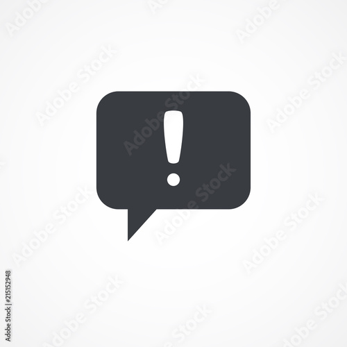 Chat bubble exclamation icon in flat style isolated on gray background for your web site design, logo, app, UI. illustration, JPEG