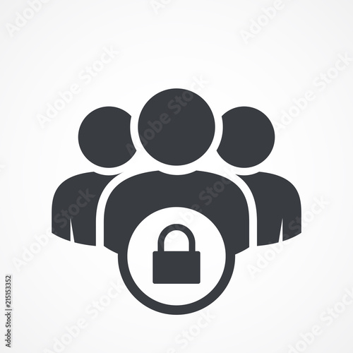User group icon. Management Business Team Leader Sign. Social Media, Teamwork concept. Lock icon. Padlock. Privacy protection