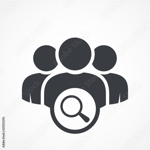 User group icon. Management Business Team Leader Sign. Social Media, Teamwork concept. Search Icon. Magnifier icon